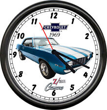 Licensed 1969 Z28 Chevy Camaro Blue Chevrolet General Motors Sign Wall Clock picture