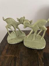 Rare Antique Light Green Fawn Bookends With To Vintage Raggedy Ann Books. picture