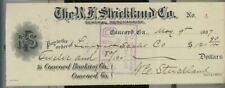 1907 R.F. Strickland Co. Concord Ga Check $12.80 Lippfert-Scales Co Tobacco A9 picture