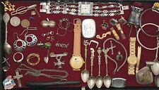 Big Vintage Junk Drawer Lot W/ Many Sterling Items Jewelry Estate Watch Medal picture