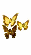 Vtg Home Interiors Homco Brass Butterflies Wall Hangers Metal Decor Tin Set of 3 picture