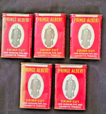 Prince Albert Crimp Cut Pipe & Cigarette Tobacco LOT of 5 Vintage EMPTY Tin picture