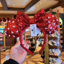 US Valentines Day Heart Red Sequin Bow Disney Parks Ears Mickey Mouse Headband picture