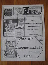 1980 vtg RECORD RESEARCH George Blacker H3 Chrono Matrix Clyde Bernhardt jazz picture