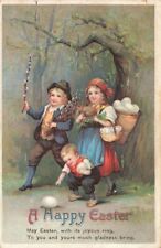 c1910 Children Gathering Eggs Germany Easter P589 picture