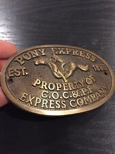 Pony Express Sign Strong Box Plaque Solid Metal Brass Finish Patina Cast Iron picture