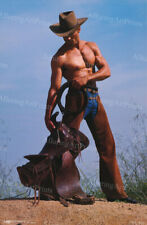 13x19 Male Model Photo Print Muscular Handsome Cowboy Shirtless -NN384 picture