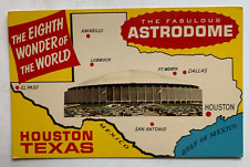 1967 TX Postcard Houston Astrodome Large Letters Eighth Wonder of the World map picture