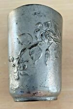 Antique Medium Size Pewter Beaker 19th Century Possibly German Floral Design Wow picture