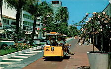 Miami Beach, Florida, postcard, Lincoln Mall, sightseeing tram, Postcard picture