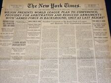 1919 FEBRUARY 15 NEW YORK TIMES - WILSON PRESENTS WORLD LEAGUE PLAN - NT 7966 picture