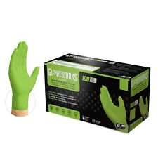 GLOVEWORKS HD Green Nitrile Disposable Gloves 8 Mil, Raised Diamond Texture picture