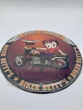 Betty Boop Sign Biker Motorcycle Live to Ride Rnd Metal Vintage Advertising Tin picture