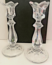 Pair of Crystal Tulip Candlestick Holders 7.25