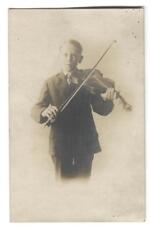 Music RPPC Postcard Young Boy Playing a Violin  picture