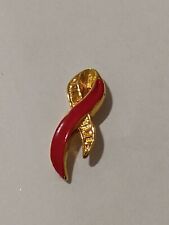 Red Gold Tone Awareness Avon Lapel Tack Pin picture