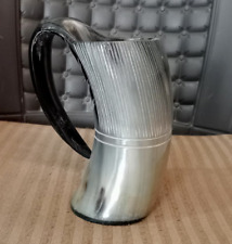Vintage Drinking Horn Mug Medieval Handmade Viking Cup With Stand office Decor picture