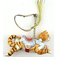 Lenox Carousel Cat Tabby Orange Christmas Ornament Porcelain Vintage 1989 picture