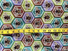 Vintage Honey Bee in Hexagon Terrie Mangat  Fabric ~ 5 Yards picture