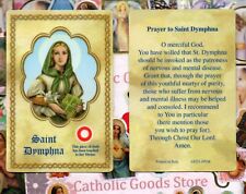 St.  Dymphna (Patron of Stress, Anxiety & Mental Heath)-Relic Plastic Holy Card picture