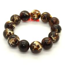 Natural Solid Brown White Mix Amber Beads Hand Rosary Praying Bracelet ws242 picture