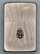 Vintage 1971 USN Anchor Emblem United States Navy Chrome Zippo Lighter picture