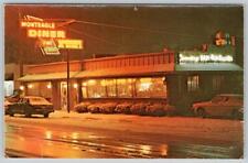1970's MONTEAGLE DINER TENNESSEE RESTAURANT AT NIGHT ORANGE NEON SIGNS POSTCARD picture