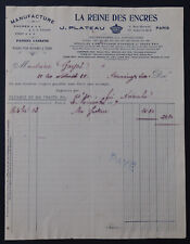 1917 PARIS QUEEN OF INK INVOICE PLATEAU writing nibs ink billhead 153 picture