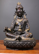 11.2″ temple palace old copper bronze carved Guru Rinpoche Statue Padmasambhava picture