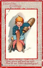 Valentine Awl Shoe Sole A/S E Curtis Love's Labor Tuck 3 c1909 postcard CQ2 picture