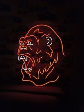 Neon gorilla sign, Gorilla face neon light, Open mouth gorilla neon picture