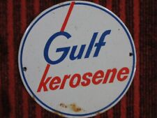 VINTAGE GULF KEROSENE FUEL GAS OIL PUMP PORCELAIN ENAMEL SIGN SIZE  6