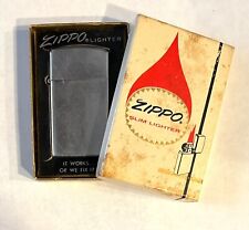 Vintage Slim Zippo Lighter Engraved Design In Original Box With Manual 1973 picture