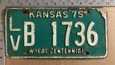 1975 Kansas license plate LV B 1736 YOM DMV Leavenworth Ford Chevy Dodge 11129 picture