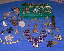 VINTAGE RHINESTONE JEWELRY  LOT FOR  REPAIR or HARVEST SOME SIGNED SOLD AS IS picture