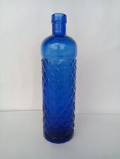 Vintage Cobalt Blue Glass Bottle Heavy Pressed Glass Décor Textured & Smooth... picture