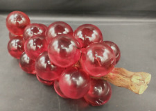 Vintage Mid Century Modern Reddish Lucite Cluster of Grapes With Driftwood picture