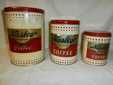 SET OF 3 SIZES NASH'S TOASTED COFFEE TIN CAN CANISTER 1# 2# 4# picture