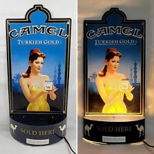 Rare Vintage Camel Turkish Gold Lighted Metal Sign Cigarette Girl 25.5
