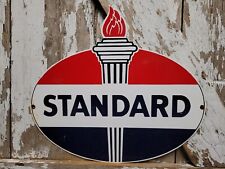 VINTAGE STANDARD OIL SIGN TORCH MOTOR LUBE GAS STATION SERVICE GARAGE AMOCO FUEL picture