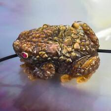 Bronze Mother-of-Pearl Shell Toad Frog Bead Carving Collection or Jewelry 7.56 g picture