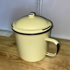 Vintage Yellow Enamelware Large Lidded Jug Mug Enamel picture