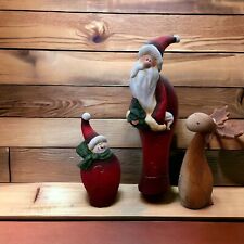Vintage Reindeer,  Santa & snowman ceramic figures By Sterling 13”,9”&8” picture