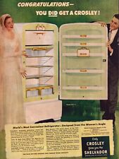 1951 Crosley Refrigerator Print Ad Shelvador Wedding Gift Newlyweds Bride picture
