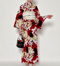 Grail Kimono Yukata Obi Set Color Red Cat Dress Summer Clothes Japan picture
