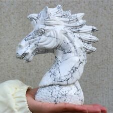 3.1lb Natural Howlite Quartz Hand arved Unicorn Skull Reiki Crystal Decor Gift  picture