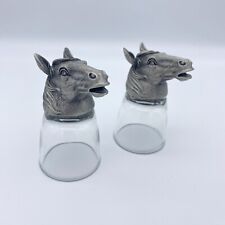 Pewter Horse Shot Glass Set Horses Head ARC Glassware Barware Equestrian Western picture