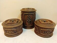 Vintage Faux Wood Owens Corning Stacking Canister Set picture
