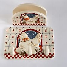 Vintage B & D Ceramic Chicken Napkin Holder And Wall Plaque picture