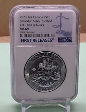2023 CANADA 2oz $10 - SMILODON SABRE-TOOTH CAT - NGC MS69 - .9999 SILVER COIN picture